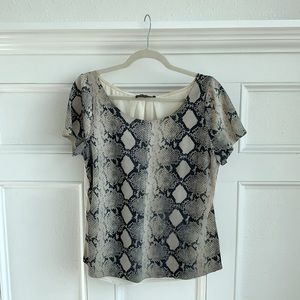Suede snakeskin print blouse